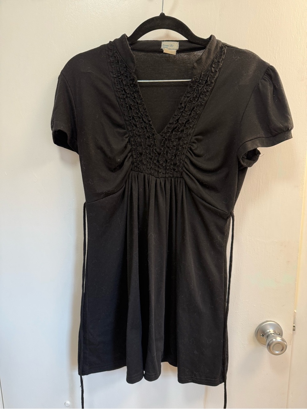 Siren Lily Black V-Neck Smocked Tunic with Side Ties